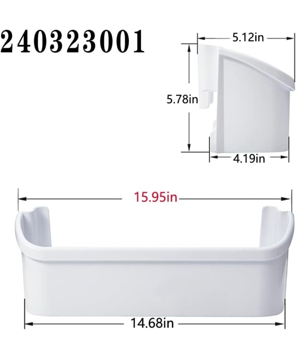 2 pack 240323001 Refrigerator Door Bin, 15.95in Side Fit for frigidaire
Replacement for AP2115741, PS429724, AH429724, 240323007, fits most Frigidaire & Kenmore (NOT freezer door) , Easy install