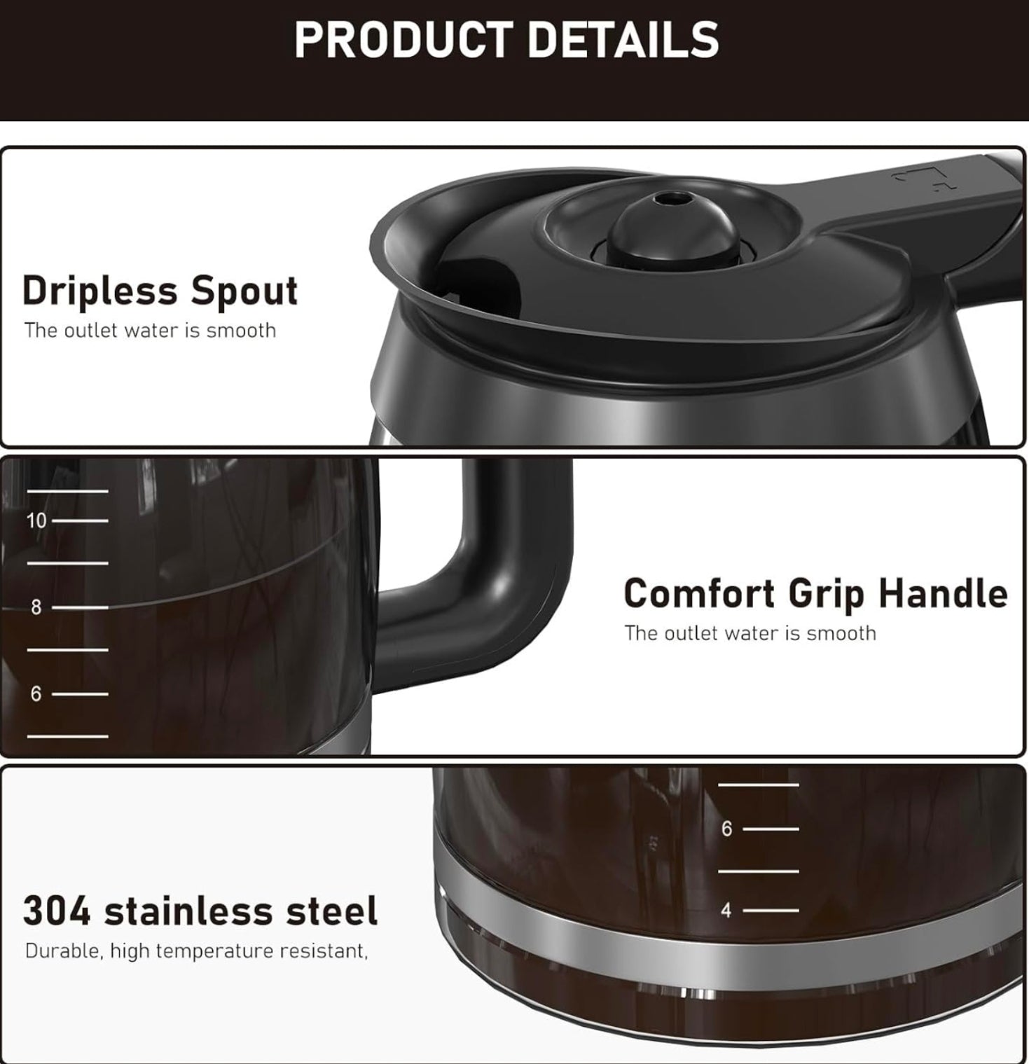 CE251 12-Cup Glass Carafe Pot Replacement Compatible with Ninja Coffee Brewer Maker, Fit Models CE251 CE201 CE201C CE200 CE200C Model# XGLSLID200, 1 Pack