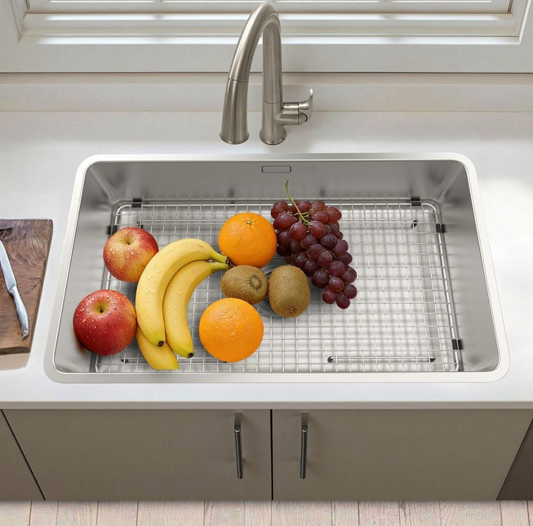 29.5" x 15.56" Stainless Steel Sink Bottom Grid | Centered Drain