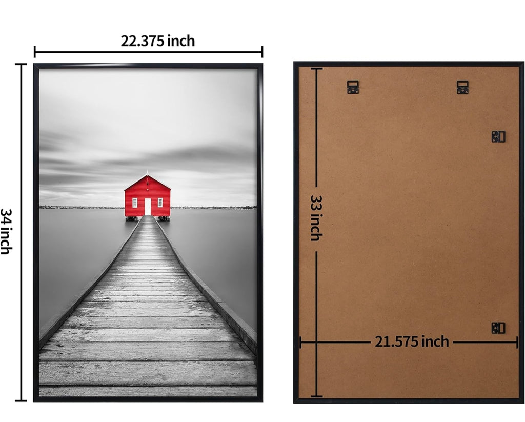 22.375 x 34 Poster Frame 3 Pack, Black for Horizontal or Vertical Wall Mounting, Sturdy and Scratch-proof
