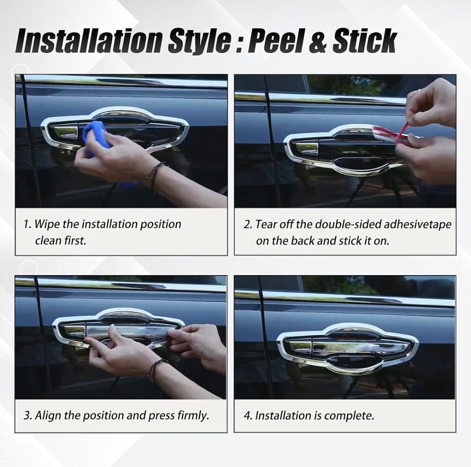 Glossy Black Car Door Handle Cover Trim with 2 Smart Keyhole Button fit 2019-2025 for Chevy Chevrolet Silverado GMC Sierra 1500 2500HD 3500HD Exterior Door Handle Caps Stick-on Protector