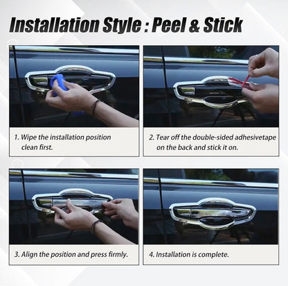 Glossy Black Car Door Handle Cover Trim with 2 Smart Keyhole Button fit 2019-2025 for Chevy Chevrolet Silverado GMC Sierra 1500 2500HD 3500HD Exterior Door Handle Caps Stick-on Protector