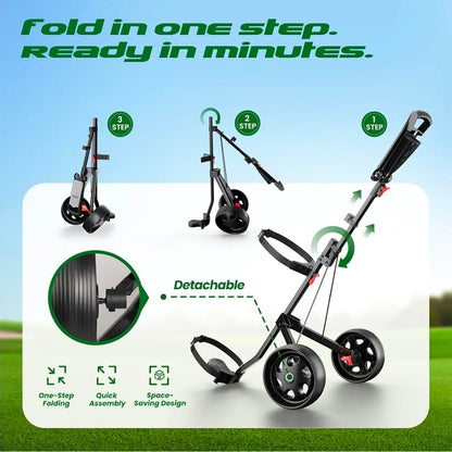Adjustable 2-Wheel Golf Pull Cart – Junior Golf Push Cart for Ages 3 to Adult, Adjustable Upper Bracket & Handle Height