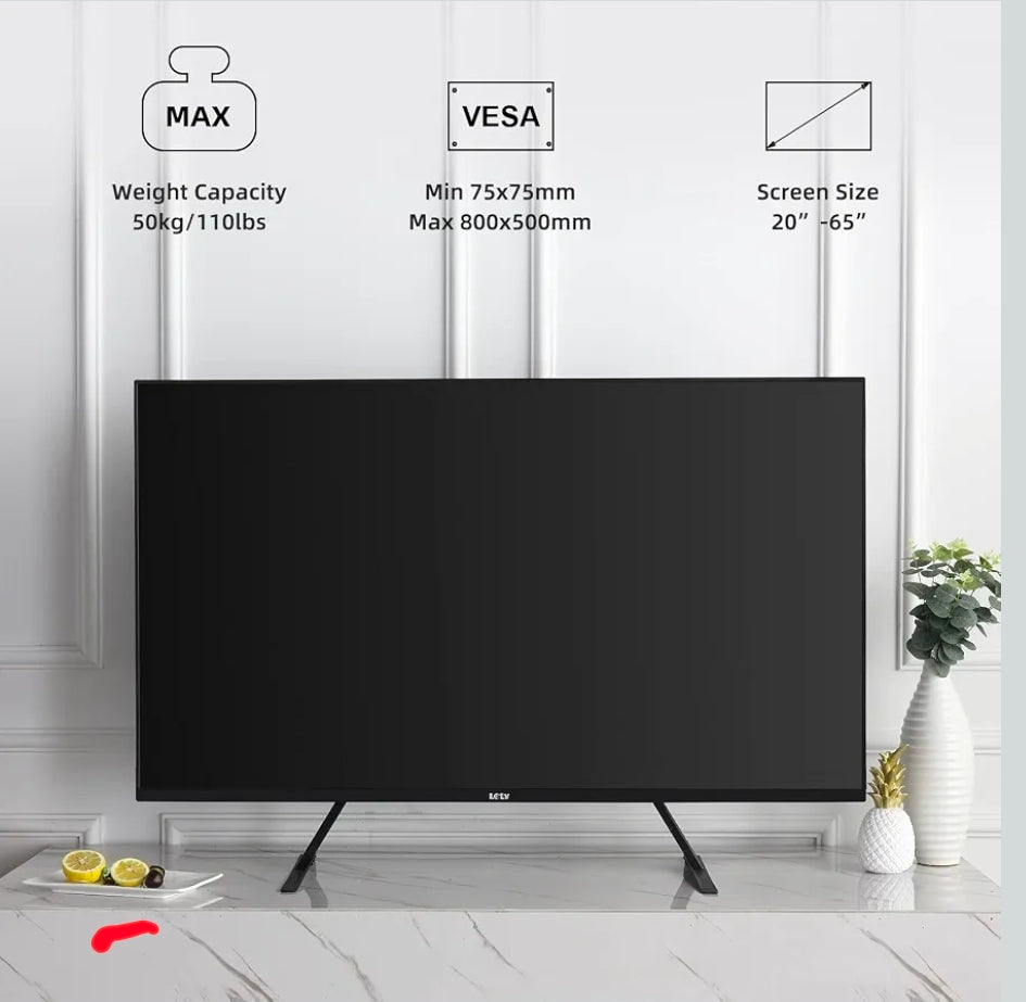 Universal TV Stand, Metal TV Legs for 20-65 inch LCD/LED/OLED/Plasma Flat&Curved Screen TV Height Adjustment with VESA 75x75mm to 800x500mm Max ML1760