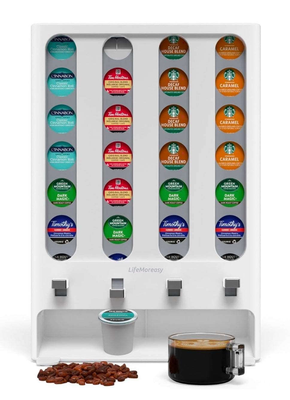 K Cup Holder Creative Coffee Pods Storage Stand Vending-Style K Pod Dispenser K Cup Organizer for 28 Pods
