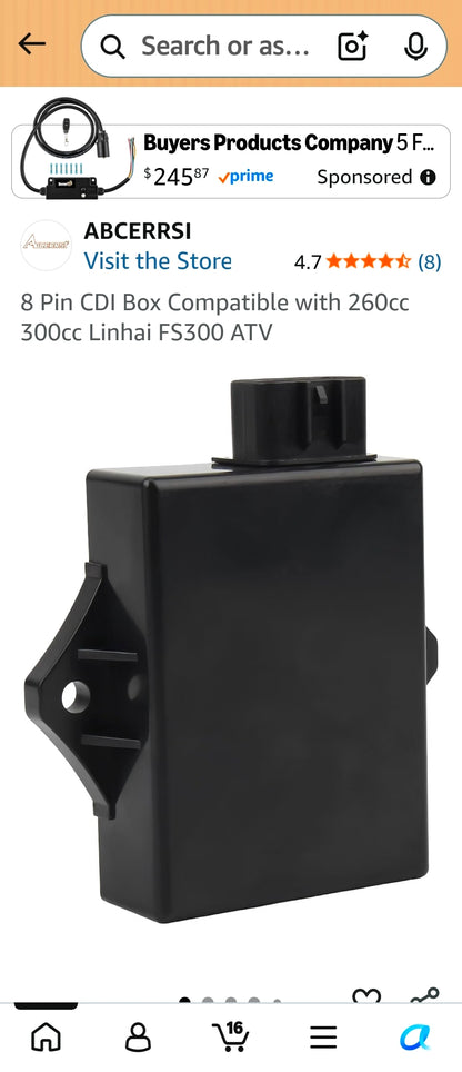 8 Pin CDI Box Compatible with 260cc 300cc Linhai FS300 ATV