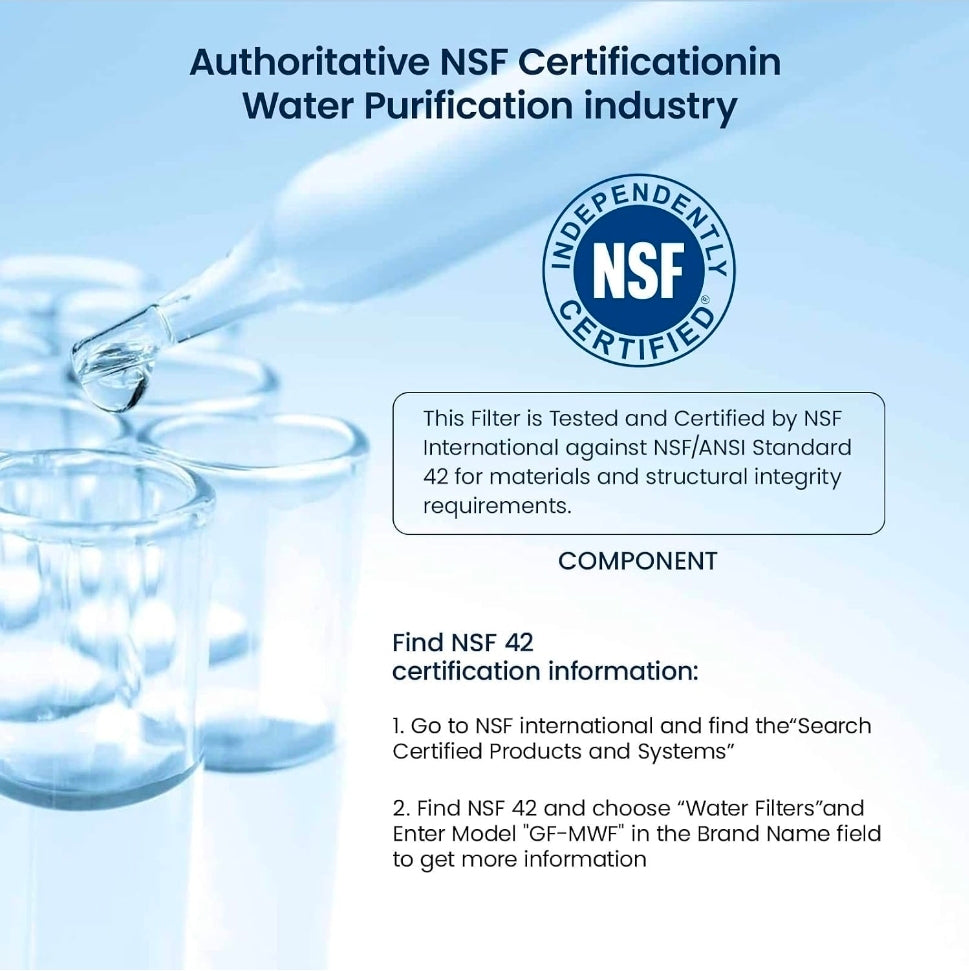 GLACIER FRESH MWF Refrigerator Water Filter Compatible with GE, 1-Pack
Compatible with SmartWater MWFP, MWFA, GWF, HDX FMG-1, WFC1201, RWF1060, 197D6321P006, Kenmore 9991