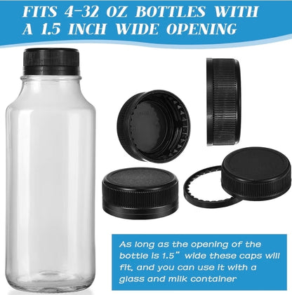 100 Pcs 38 mm Caps for Empty Juice Bottles, Tamper Seal Lids, Black
Plastic Bottle Caps Container Lids Bottle Caps, for Crafts DIY, 4, 8, 12, 16, and 32 oz Containers