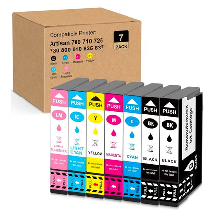 Remanufactured T98 T99 Ink Cartridges Replacements for T098 T099 Ink Cartridges Compatible for Artisan 700 710 725 730 800 810 835 837 Printers (7 Pack)