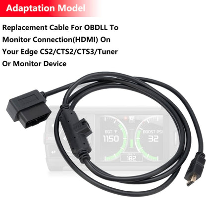 OBDII to HDMI Monitor Cable Plug for Edge CS2 CTS2 CTS3 Plug Monitor Replace#H00008000