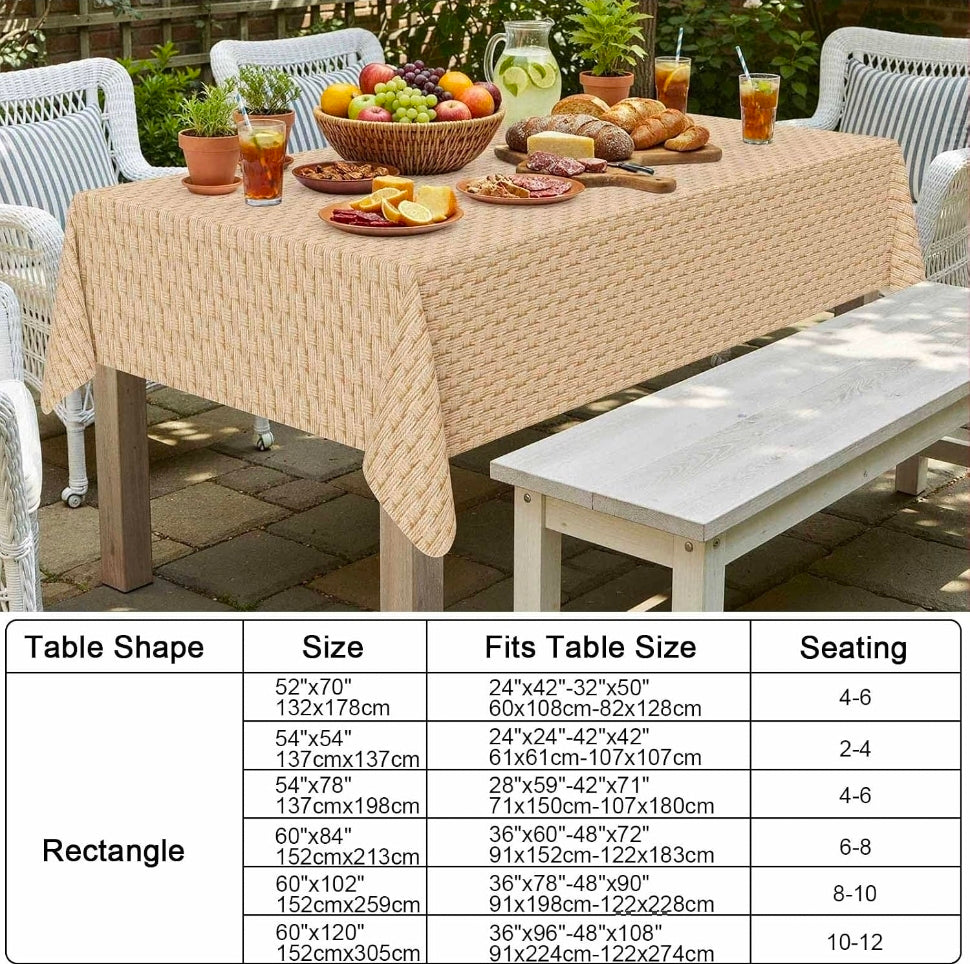 Rectangle Table Cloth, Waterproof Vinyl Tablecloths with Flannel Backing, Wipeable Spillproof Plastic Table Cover for Dining, Indoor and Outdoor (Champagne, 60 "x 84")