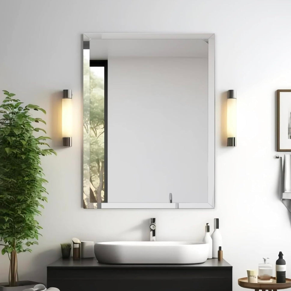 16x24 Inch Rectangle Frameless Mirror, Beveled Bathroom Mirror
Frameless Wall Mirror with 1" Beveled Edge, Tempered Glass, HD,Shatterproof, for Bathroom Vanity, Entryway, Living Room