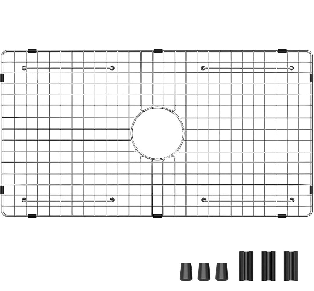 29.5" x 15.56" Stainless Steel Sink Bottom Grid | Centered Drain