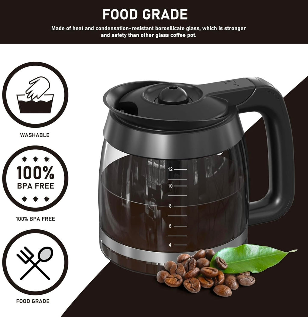 CE251 12-Cup Glass Carafe Pot Replacement Compatible with Ninja Coffee Brewer Maker, Fit Models CE251 CE201 CE201C CE200 CE200C Model# XGLSLID200, 1 Pack
