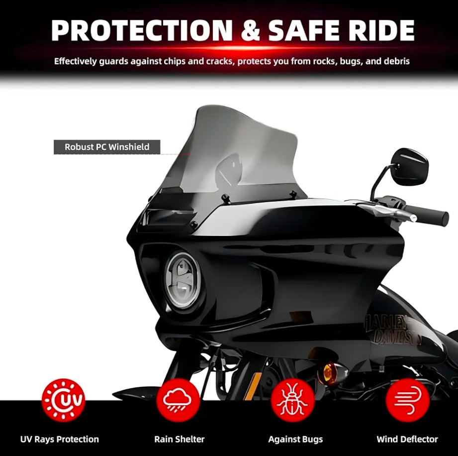 9" Windshield Windscreen Air Deflector for Harley 2022-2024 Low Rider ST El Diablo FXRST FXLRST (Smoke)