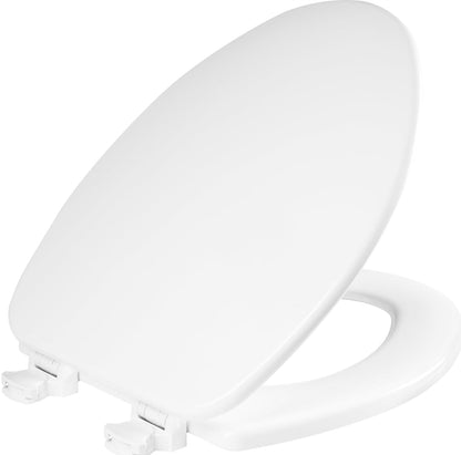 CHURCH Toilet Seat, Easy Clean Hinges Release for Deep Cleans, Durable Enameled Wood Seat, Elongated, White