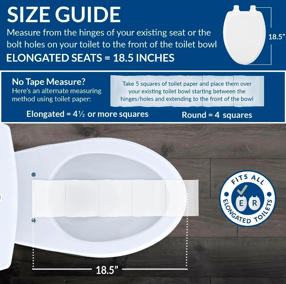 CHURCH Toilet Seat, Easy Clean Hinges Release for Deep Cleans, Durable Enameled Wood Seat, Elongated, White