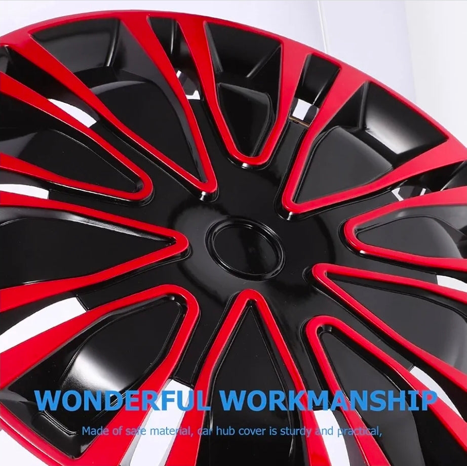 16.45" Red Hub Caps – Dust-Resistant Wheel Covers for Car & SUV, Universal Fit 16" wheel