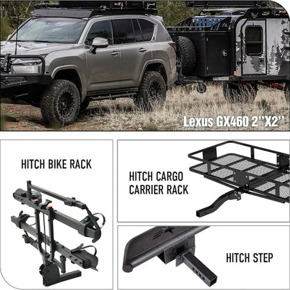 Tow Hitch 2 Inch, for Lexus GX460 Tow Hitch, 2 Inch Receiver, Class 3 Trailer Hitch Compatible with 2010-2024 Lexus GX460 GX 460 Hitch Receiver with Cover, Black Power Coat Towing Combo