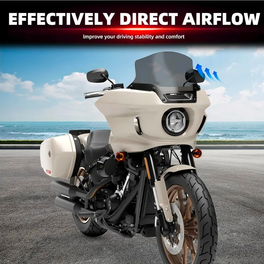 9" Windshield Windscreen Air Deflector for Harley 2022-2024 Low Rider ST El Diablo FXRST FXLRST (Smoke)