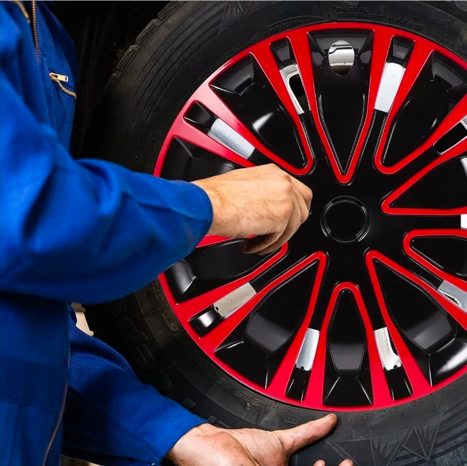 16.45" Red Hub Caps – Dust-Resistant Wheel Covers for Car & SUV, Universal Fit 16" wheel