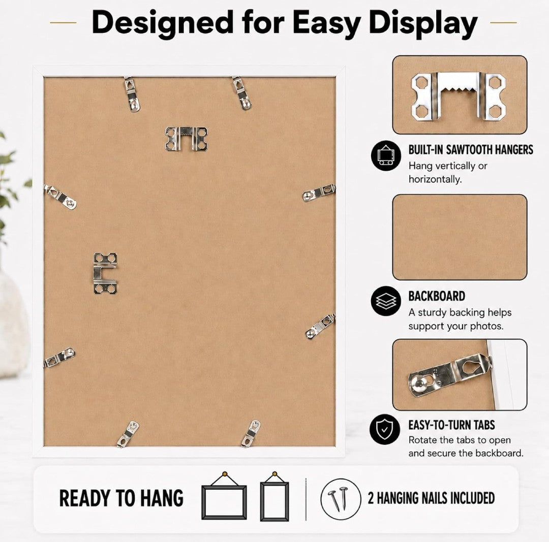 15x19 White Picture Frame – Wall Hanging Photo & Poster Frame