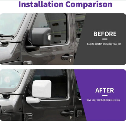 Side Mirror Cover, Rearview Mirrors Decoration Trim Kit Fit for 2018-2025 Jeep Wrangler JL JLU & Gladiator JT(White)