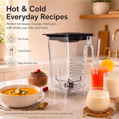 72 oz Blender Replacement Jar Compatible with Blendtec Blenders, BPA-Free Container with Lid and Stainless Steel Blade Assembly, Ideal for Home Kitchens, Smoothies, Cafés and Commercial Use