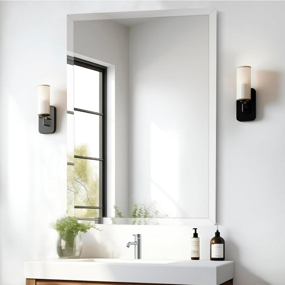 16x24 Inch Rectangle Frameless Mirror, Beveled Bathroom Mirror
Frameless Wall Mirror with 1" Beveled Edge, Tempered Glass, HD,Shatterproof, for Bathroom Vanity, Entryway, Living Room