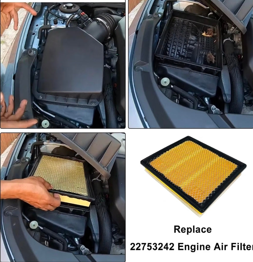 22753242 23393247 Engine and Cabin Air Filter Set Fit For Cadillac Chevy
Fit For 2013-2019 Cadillac XTS 3.6L, 2014-2020 Chevy Impala 3.6L, Replace 13356914 13356916 13508023 22743911 23135671