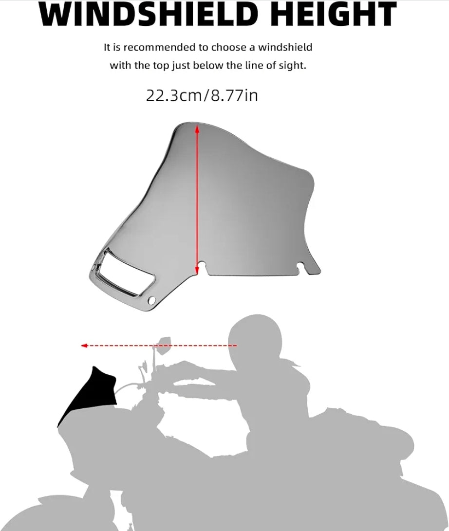 9" Windshield Windscreen Air Deflector for Harley 2022-2024 Low Rider ST El Diablo FXRST FXLRST (Smoke)