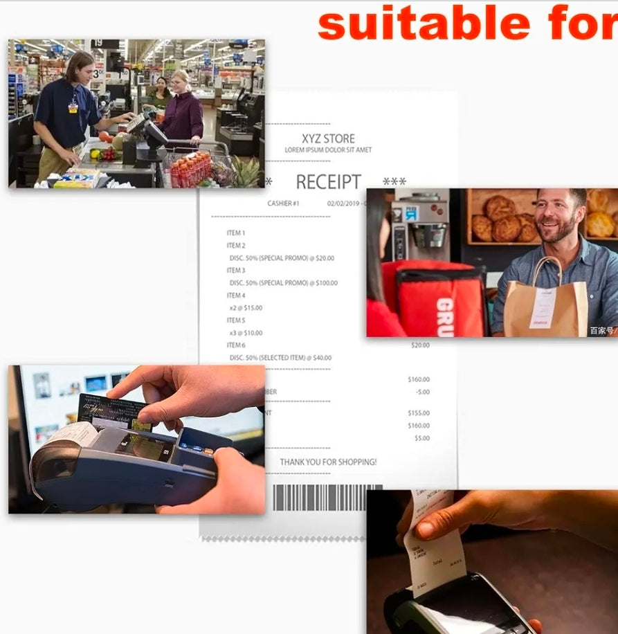 2 1/4" x 85' Thermal Paper Receipt Rolls, POS/Cash Register Receipt Paper, Fits All Credit Card Terminals (50 Rolls)