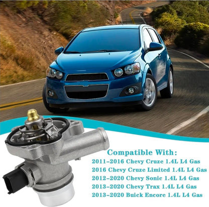 Aluminium Coolant Thermostat Housing Assembly Fit for Chevy 1.4L
Compatible with 2011-2020 Chevy Cruze Limited Sonic Trax, Buick Encore, Sensor & O-ring, Replace 25200455 55593034 902-808