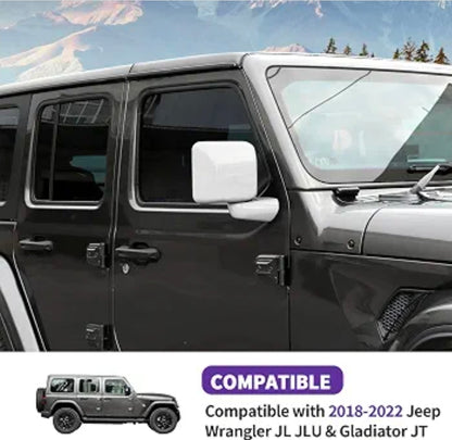 Side Mirror Cover, Rearview Mirrors Decoration Trim Kit Fit for 2018-2025 Jeep Wrangler JL JLU & Gladiator JT(White)