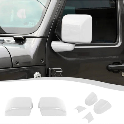 Side Mirror Cover, Rearview Mirrors Decoration Trim Kit Fit for 2018-2025 Jeep Wrangler JL JLU & Gladiator JT(White)