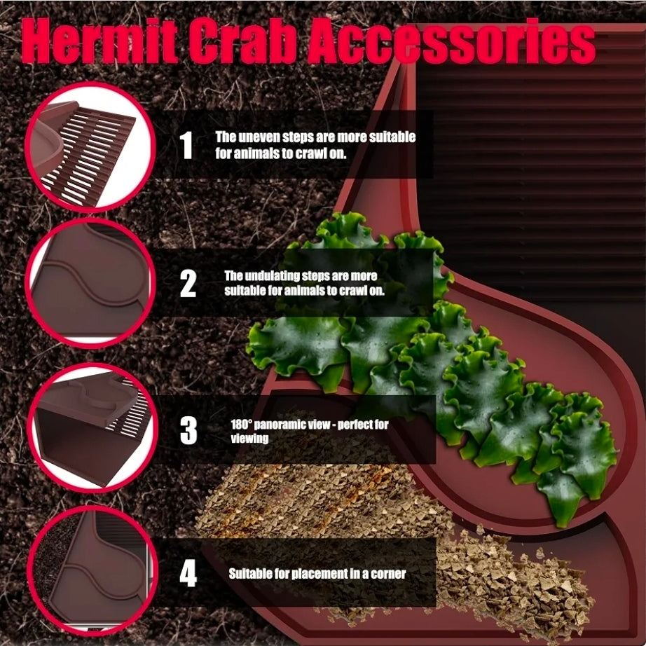 Hermit Crab Hideout with Climbing Tunnel | Hermit Crab Climbing Toys| Hermit Crab Water Tank Accessories |Hermit Crab Habitat, Also Suitable for Sea Turtles, Lizards and Tarantulas