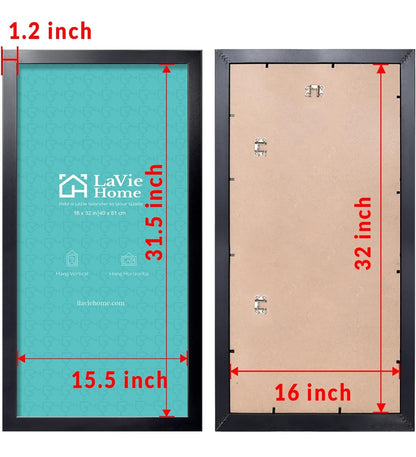 16x32 Black Panoramic Picture Frame – Classic Minimalist Wall Art