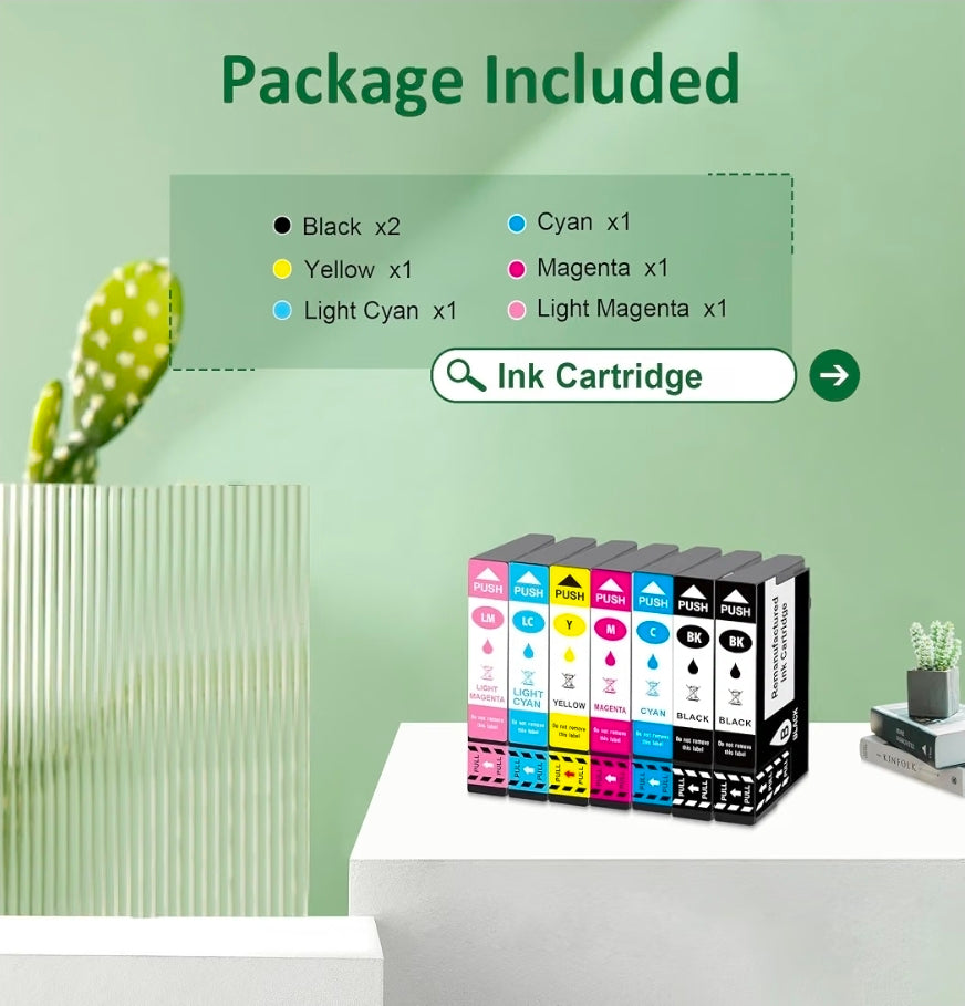 Remanufactured T98 T99 Ink Cartridges Replacements for T098 T099 Ink Cartridges Compatible for Artisan 700 710 725 730 800 810 835 837 Printers (7 Pack)