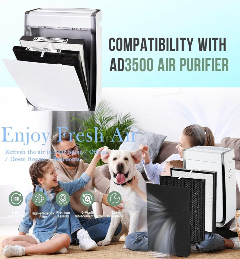3-Pack Replacement Filters for AD3500 & 3500i Air Purifiers | Paper Frame