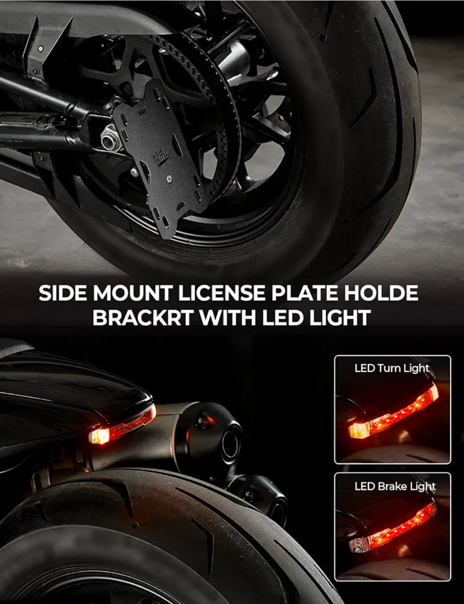 KEMIMOTO Side Mount License Plate with LED Signal Fit for Sportster S
Tail Tidy License Plate Bracket Holder Mount Compatible with Sportster S RH1250 2021 2022 2023 2024 2025