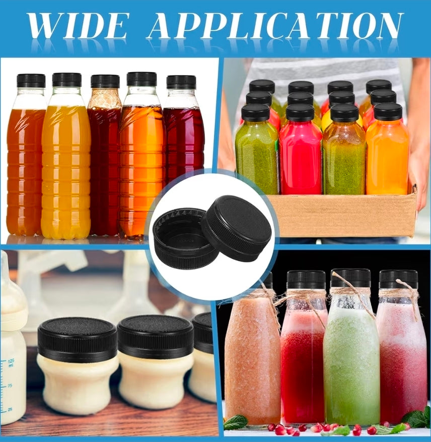 100 Pcs 38 mm Caps for Empty Juice Bottles, Tamper Seal Lids, Black
Plastic Bottle Caps Container Lids Bottle Caps, for Crafts DIY, 4, 8, 12, 16, and 32 oz Containers