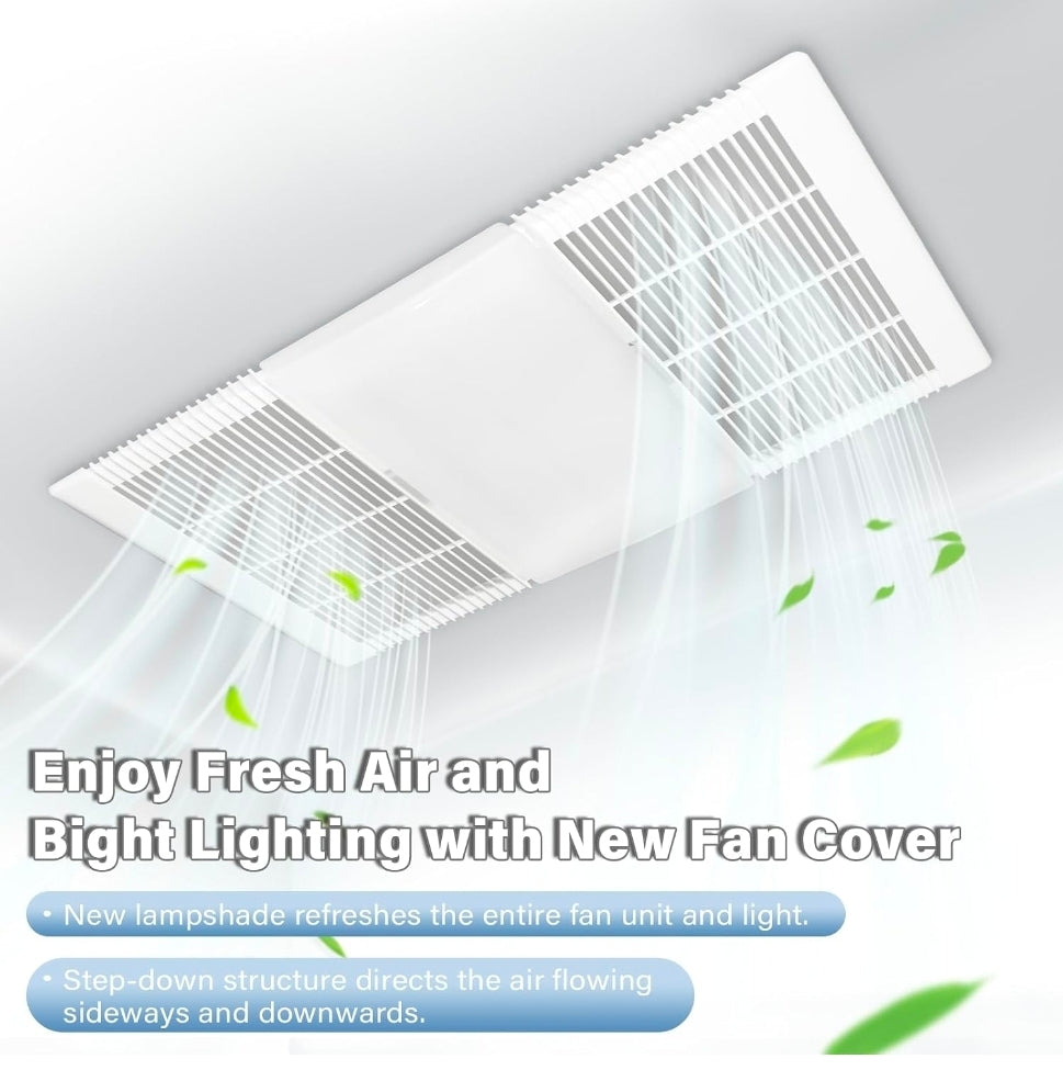 S89852000 Ventilation Fan Grille and Lens Replacement Parts for Broan Nutone 605P 660RP 665SP 668N Series Bathroom Vent Exhaust Fan Cover