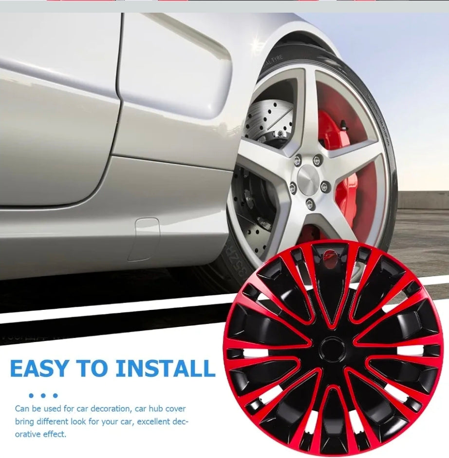 16.45" Red Hub Caps – Dust-Resistant Wheel Covers for Car & SUV, Universal Fit 16" wheel
