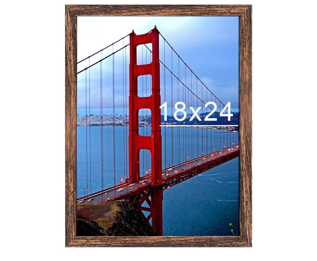 18x24 Frame – Classic Rustic Wood Wall Picture Frame, Single (Brown)