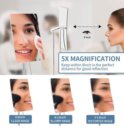 Tabletop Magnifying Makeup Mirror Vanity Mirror Polished Chrome
Adjustable Rectangular Mirror for Bedroom 304 Stainless Steel Gifts for Women Wife Mom 5X