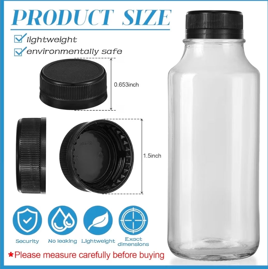 100 Pcs 38 mm Caps for Empty Juice Bottles, Tamper Seal Lids, Black
Plastic Bottle Caps Container Lids Bottle Caps, for Crafts DIY, 4, 8, 12, 16, and 32 oz Containers