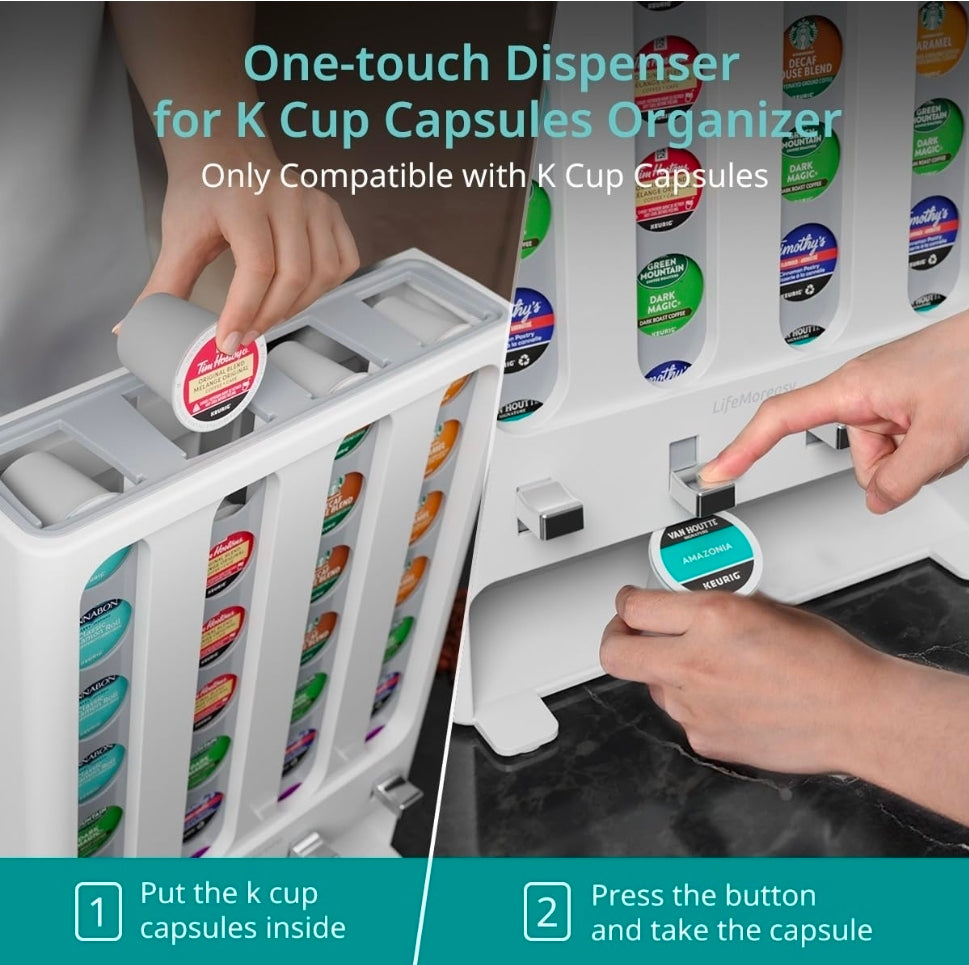 K Cup Holder Creative Coffee Pods Storage Stand Vending-Style K Pod Dispenser K Cup Organizer for 28 Pods