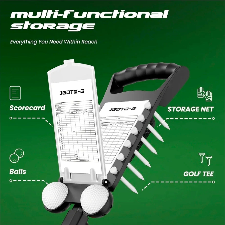 Adjustable 2-Wheel Golf Pull Cart – Junior Golf Push Cart for Ages 3 to Adult, Adjustable Upper Bracket & Handle Height