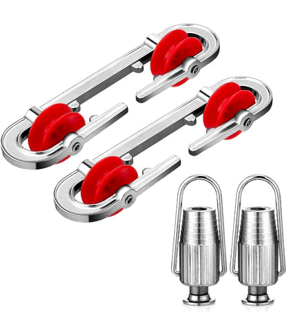 2 Pcs Clothesline Tightener with 2 Pcs Aluminum Rope Separator
Rope Tensioner for Outdoor Indoor Laundry, Pulley Spreader Accessories, Adjustable Tension Fixing, Backyard Patio Balcony
