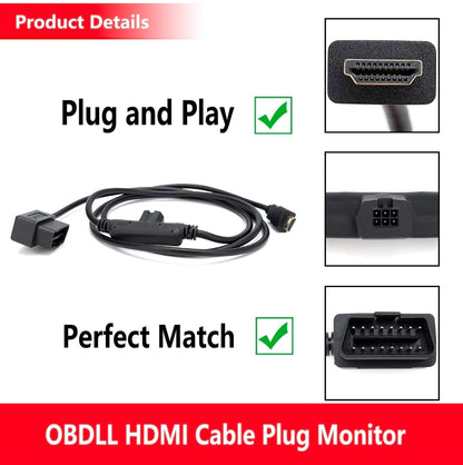 OBDII to HDMI Monitor Cable Plug for Edge CS2 CTS2 CTS3 Plug Monitor Replace#H00008000